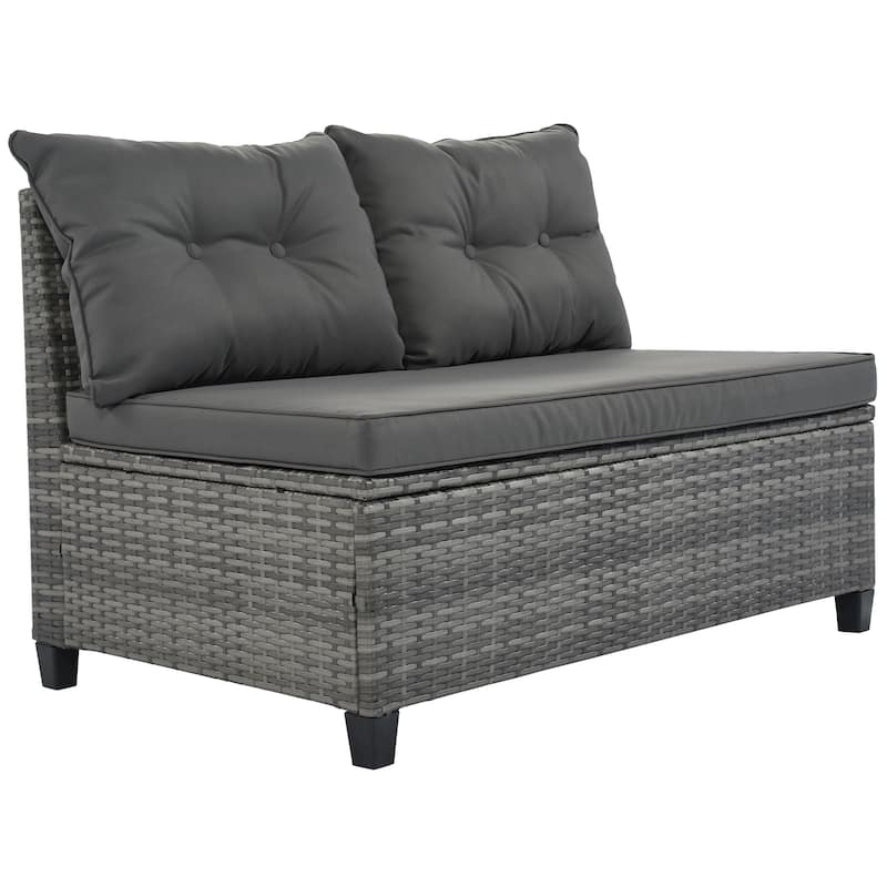 Rattan Modular Sofa Set Semicircular Sectional Sofa Set with Tempered Glass Coffee Tables 8-piece Outdoor Conversation Sets