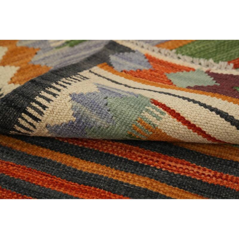 Hand Woven Oriental 100% Wool Carpet Southwestern Tribal Multi-Colored Kilim Runner Rug - 8' 2'' X 2' 3''