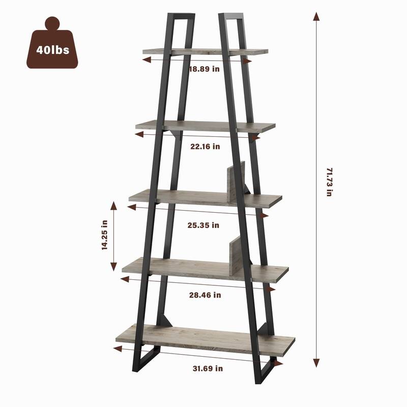 5 Tier Ladder Bookshelf