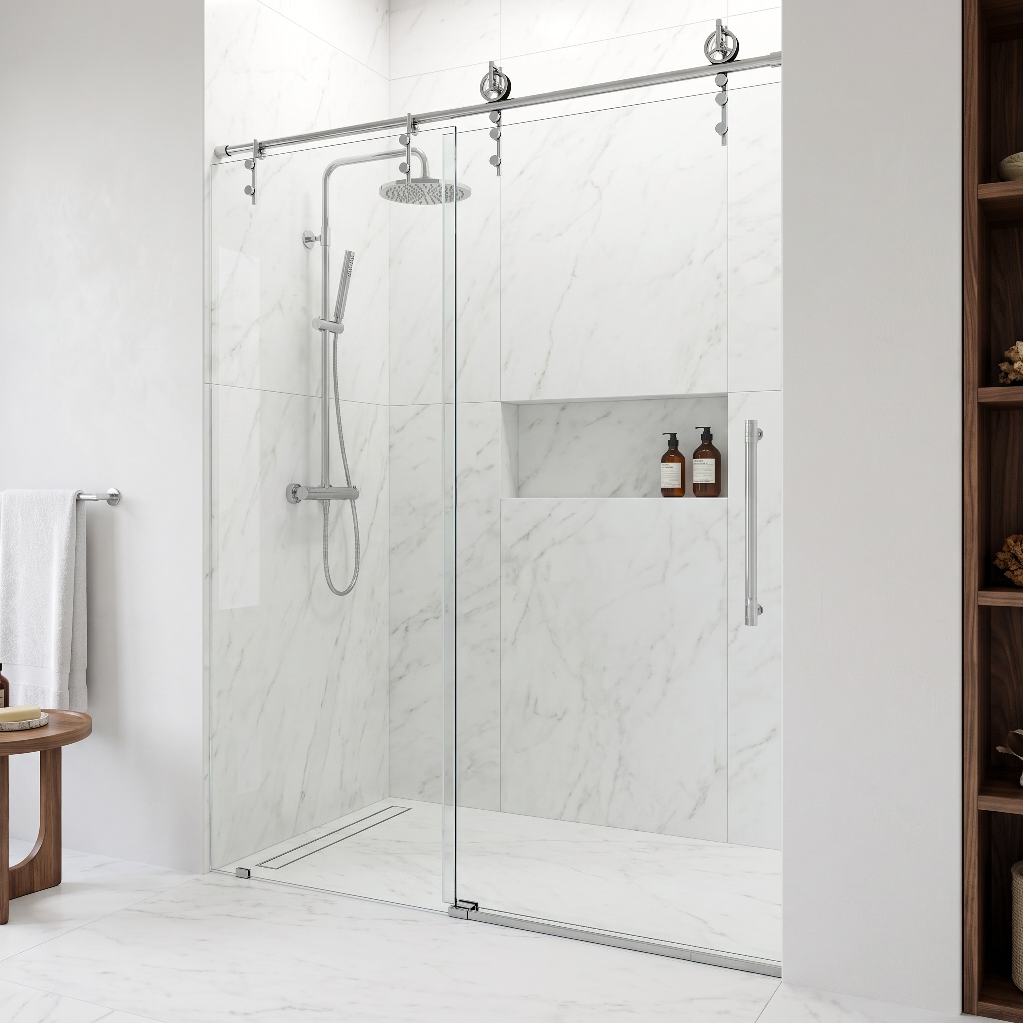 VIGO Hamilton 56" to 60" W x 78" H Frameless Sliding Shower Door
