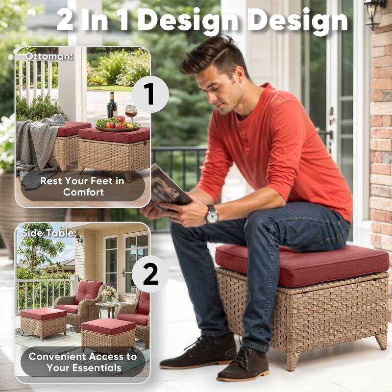 Outdoor Loveseat Sofa with Chair Ottoman Table