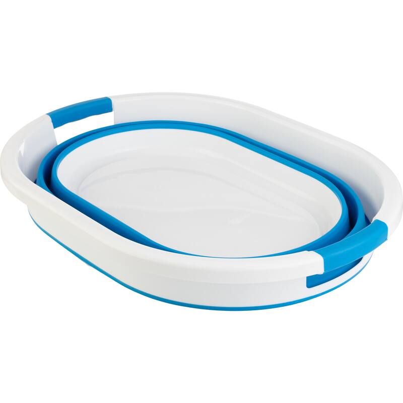 Collapsible Laundry Basket - 10.3-Gallon Portable Sink - Multipurpose Plastic Bin - Camping Essentials by Wakeman Outdoors