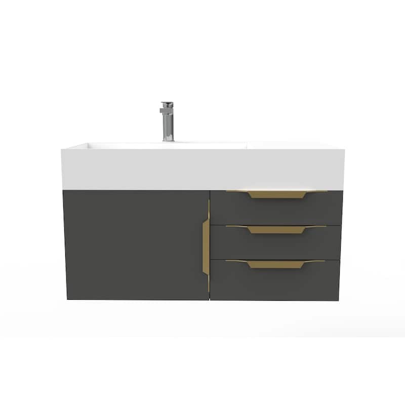 Amazon 36" Wall Mounted Bathroom Vanity Set w/ White Top