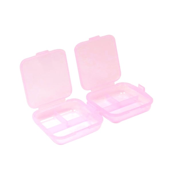 Pink Hard Plastic Rectangle Shape Mini Medicine Drug Pill Srorage Case
