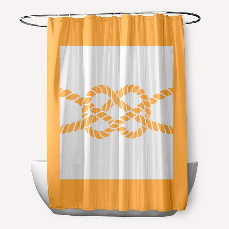 Nautical Knot Geometric Print 71x74-inch Shower Curtain - Yellow