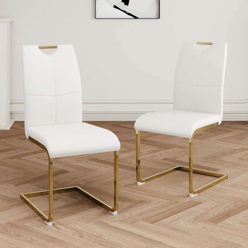 PU dining chair Living room Chair Upholstered chair,Gold Metal Chair Leg(Set of 2)