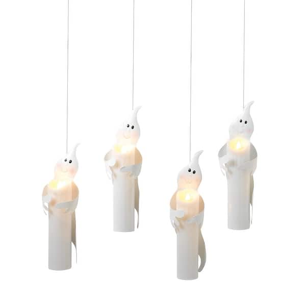 slide 2 of 2, Set of 4 11.2in H BO Lighted Hanging Ghost Candles