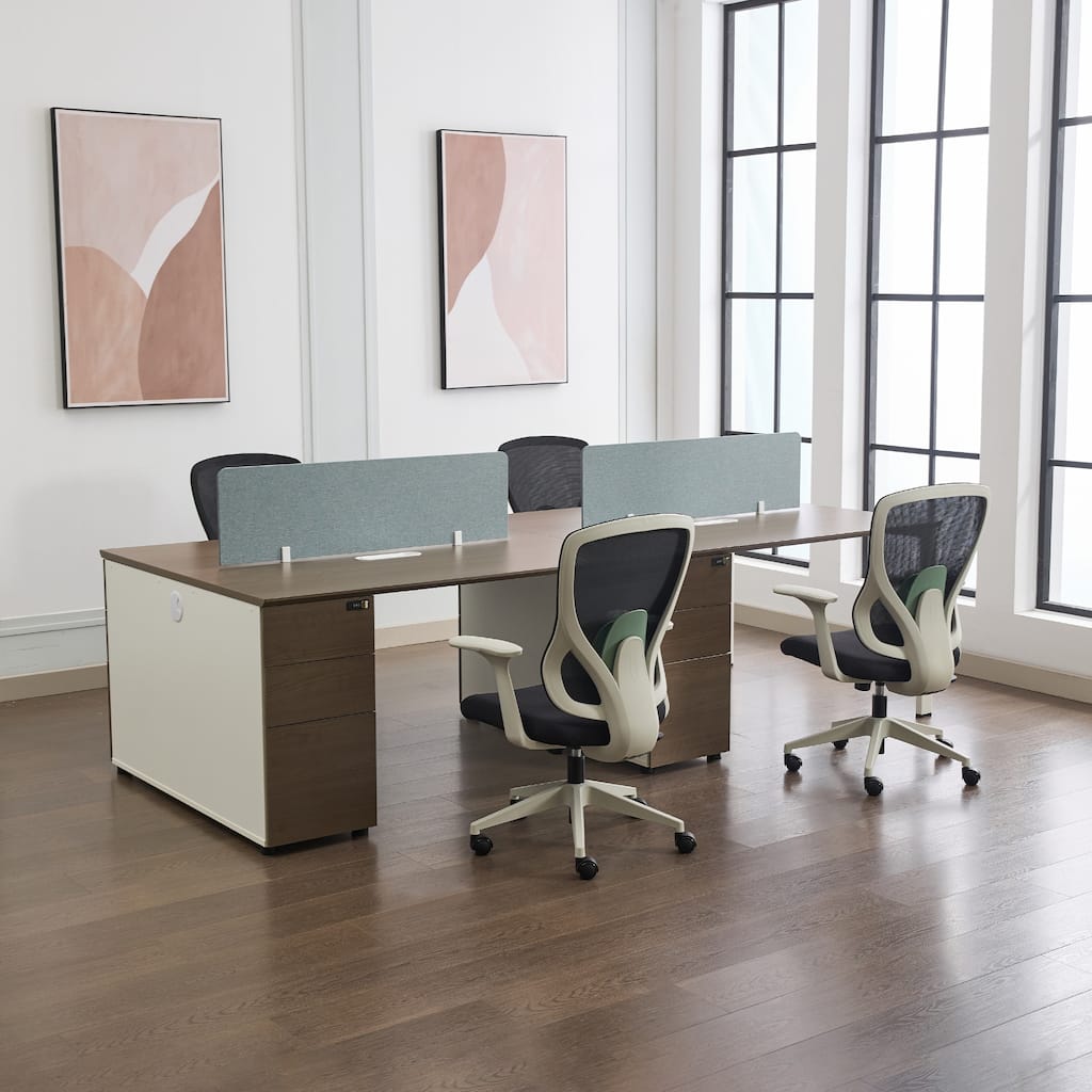 4 Person Attachable Workstation Desks with Chairs Combination
