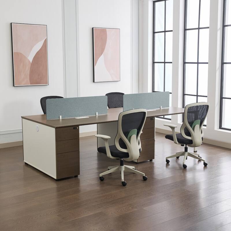 8 Person Attachable Workstation Desks with Chairs Combination