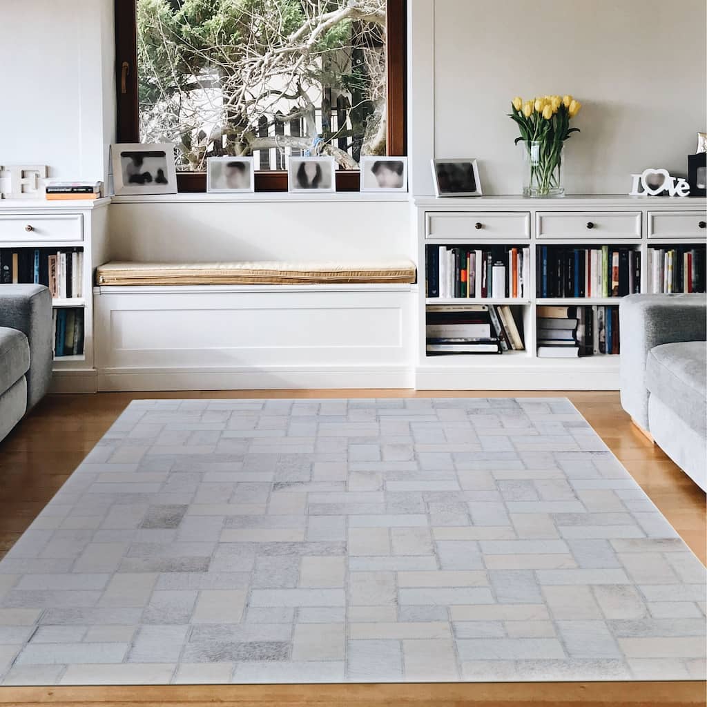 Steppe Boulder Tile Gray- Off White Area Rug