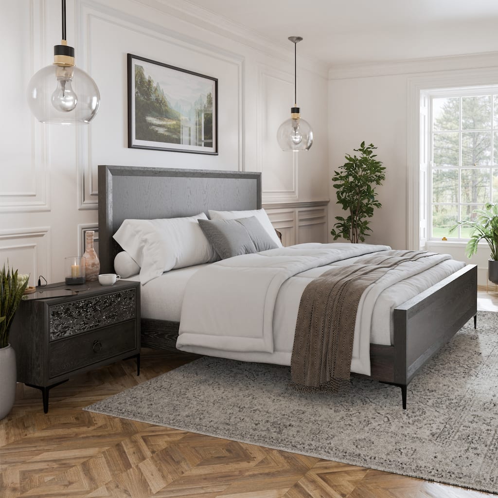 Furniture of America Fable Modern 2-Piece Solid Wood Panel Bedroom Set