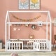 preview thumbnail 2 of 6, White Twin Pine House Bed with Fence, Door, Solid Construction