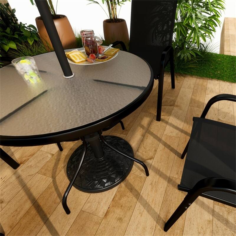 Resin and Concrete Umbrella Base with Steel Pole Heavy Duty Fits 1.5 and 1.9 Inch Poles Outdoor Patio Parasol Stand