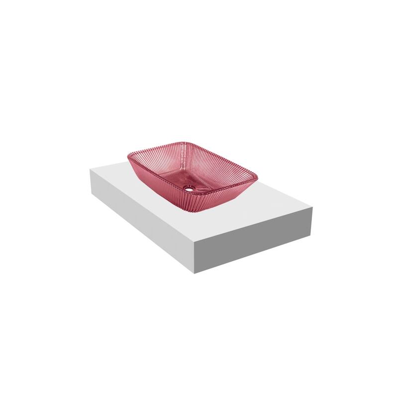 CastelloUSA 18" Rectangle Decorative Pink Crystal Sink With Base