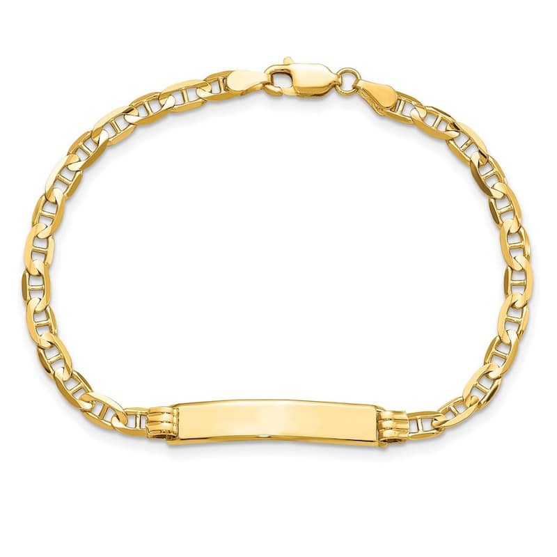 Curata 10k Yellow Gold Engravable 5.1mm Mariner Anchor Link ID Bracelet