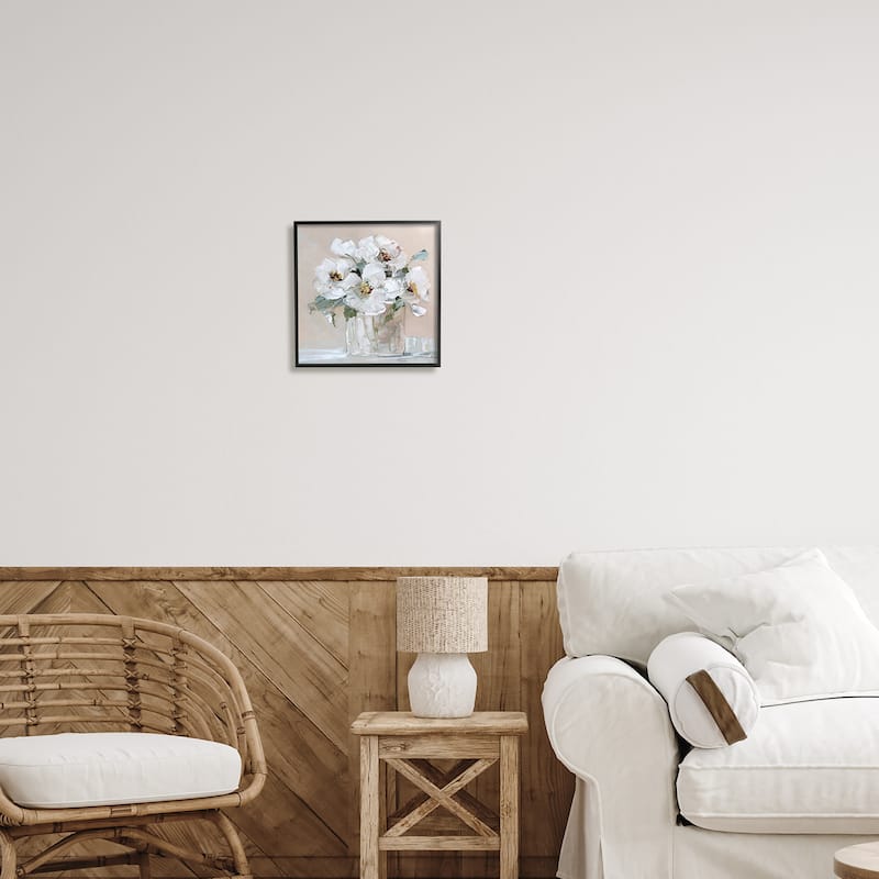 Stupell Traditional White Blooms Flower Arrangement Still Life Framed Wall Art, Design by Sally Swatland