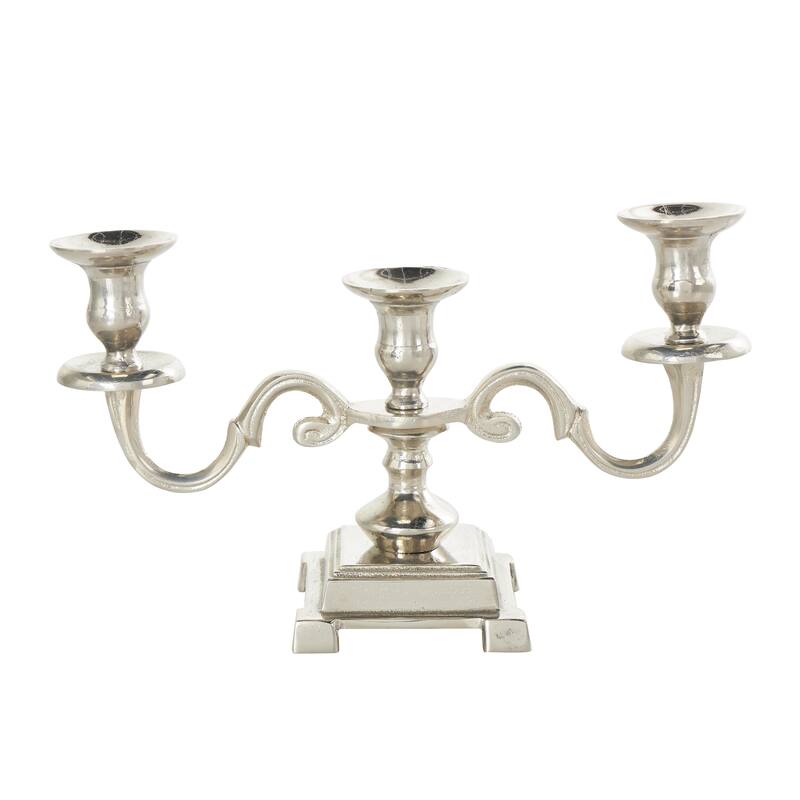Aluminum Metal Scrolled Candelabra - Gold or Silver - Roche River Decor