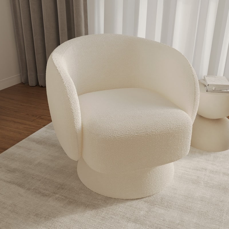 Raze 31" Swivel Accent Armchair Upholstered in Boucle/Velvet/Linen Fabric with Plush Cushioning and Solid Wood Support