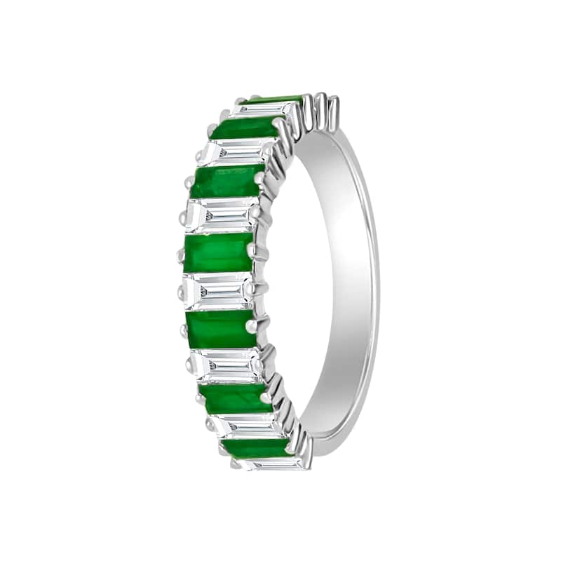 Auriya 14k Gold Lab Grown Emerald and Baguette Diamond Eternity Band 0.97 ct. tw. (F-G, VS)