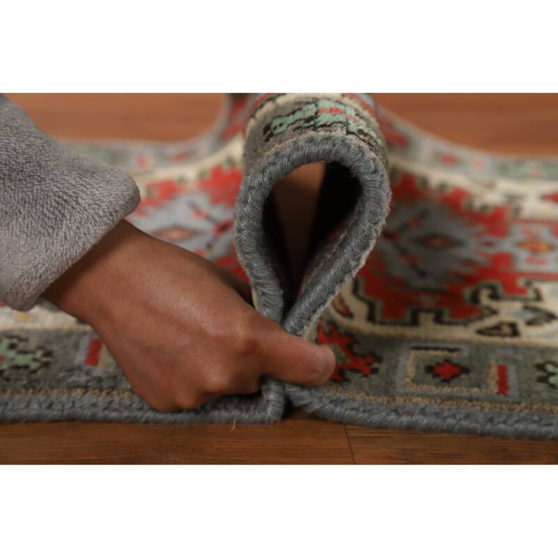 Hand Knotted Oriental 100% Wool Carpet Traditional Geometric Oranges & Rust Viss Area Rug - 3' 0'' X 2' 0''