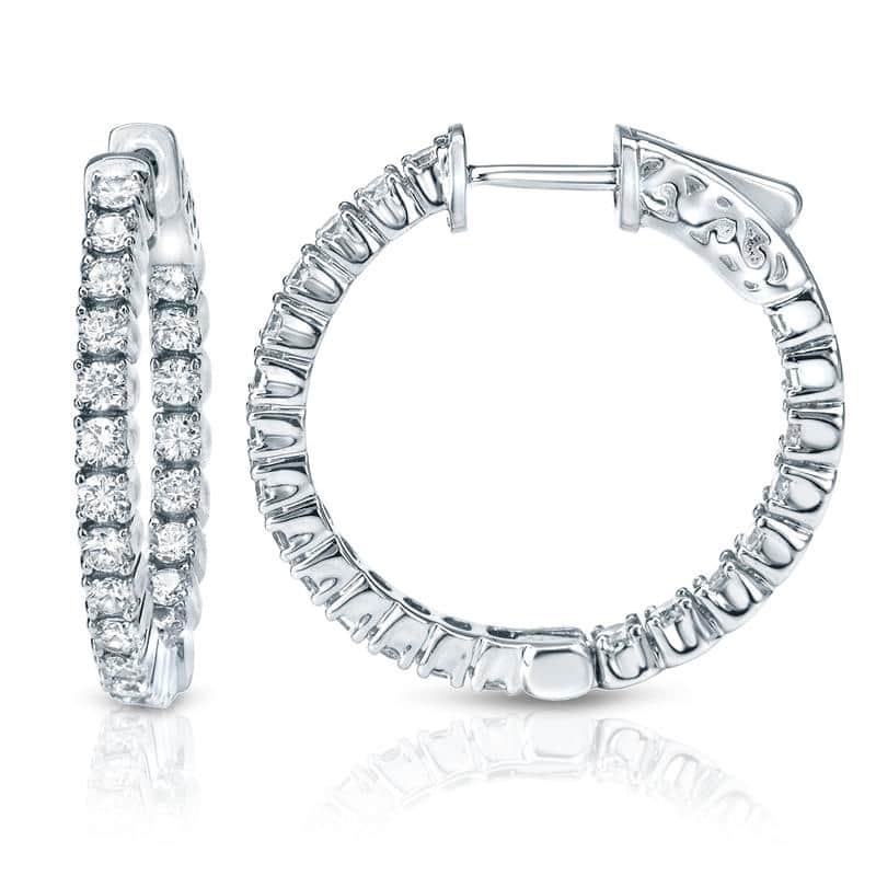 Auriya 14k Gold 1 3/4cttw Medium Diamond Hoop Earrings - 0.86-inch