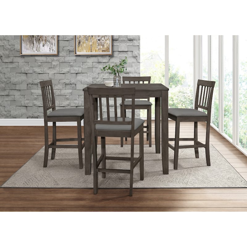 5-pieces Counter Dining Table and Chair - Table and Four Chairs - Taupe
