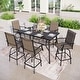 preview thumbnail 36 of 67, 7-Piece Patio Bar Stool Set Textilene Swivel Stools Brown-padded
