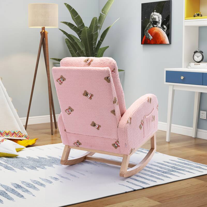 Nursery Rocking Chair High Back Accent Rocker for Living Room