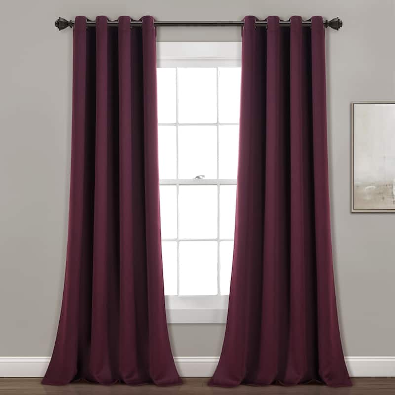 Lush Decor Insulated Grommet Blackout Curtain Panel Pair - 52"W x 84"L - Plum
