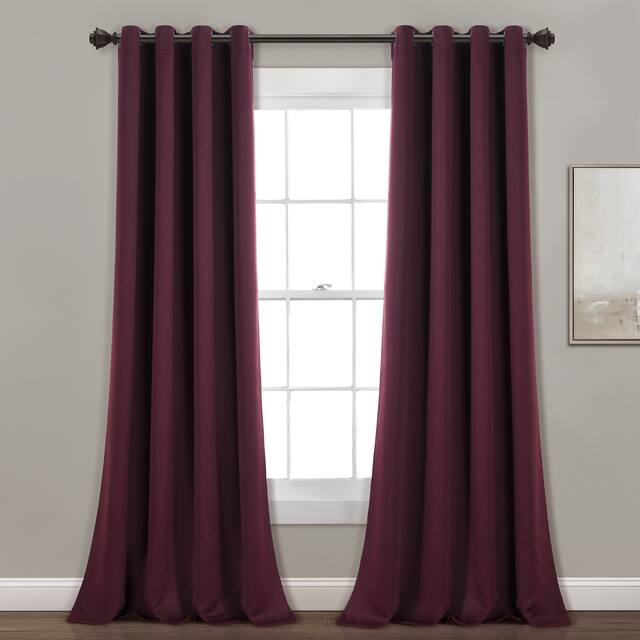 Lush Decor Insulated Grommet Blackout Curtain Panel Pair - 84 Inches - Plum