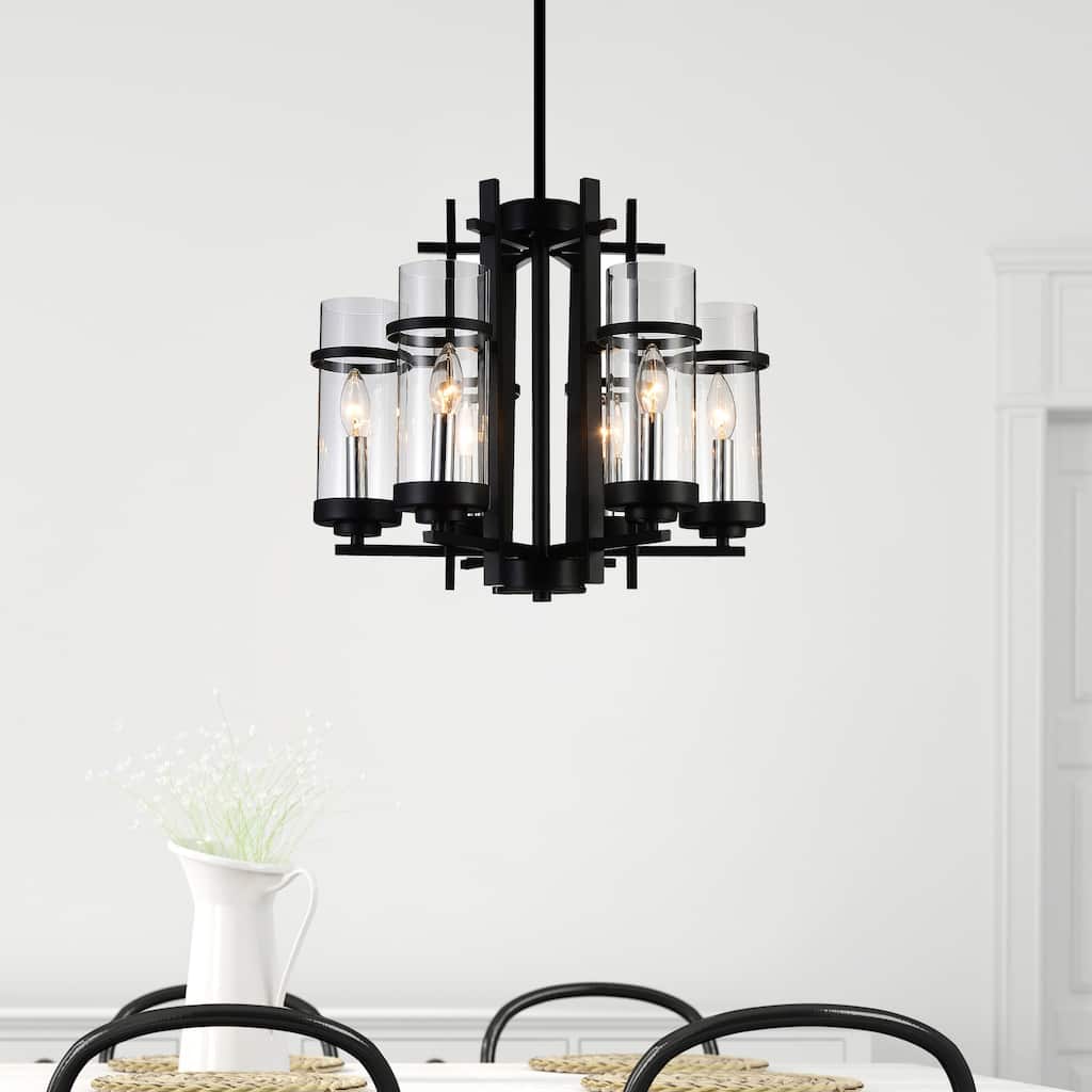 CWI Lighting Sierra 6 Light 18in Black Chandelier