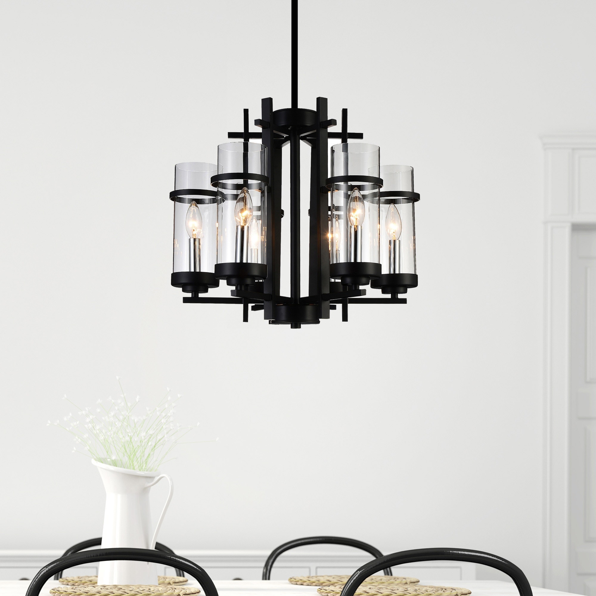 CWI Lighting Sierra 6 Light 18in Black Chandelier