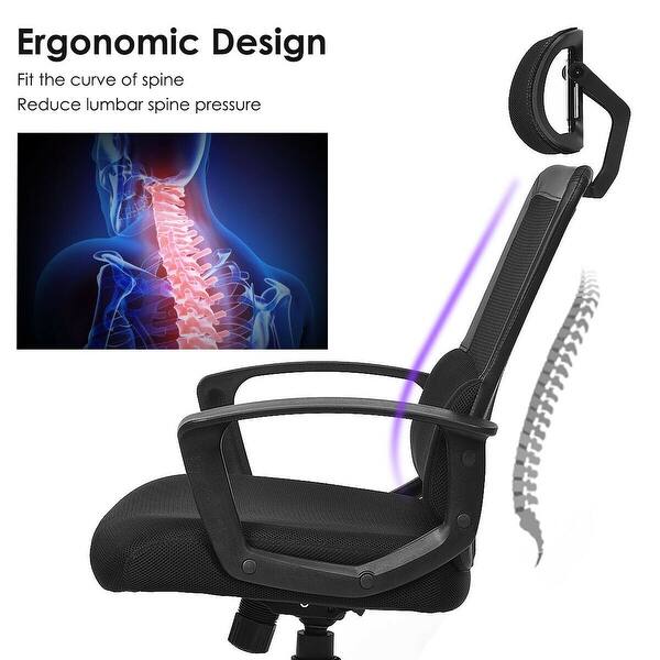 Mesh Ergonomic Office Chair Massage Lumbar Support And Swivel Overstock 30745642