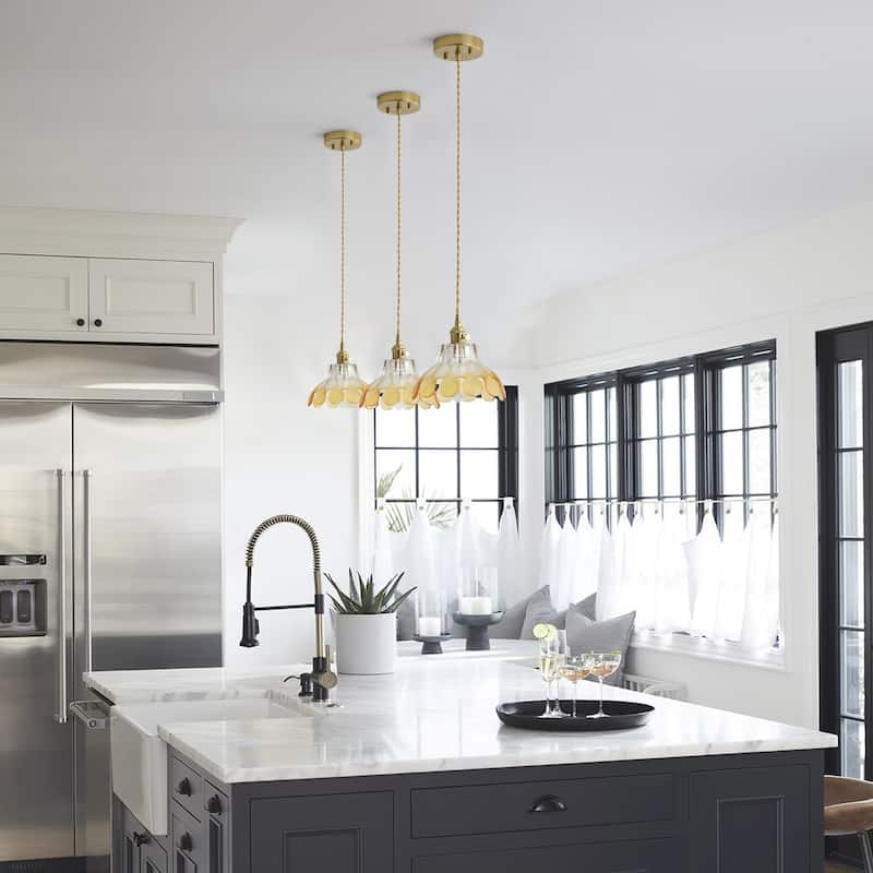 Vintage Green Glass Pendant Light 1 Light Adjustable Hanging Fixture