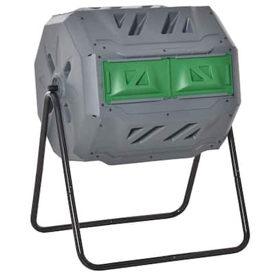 Dual-Chamber Compost Bin with Steel & Sturdy Construction - 28''L x 25.5''W x 37.75''H