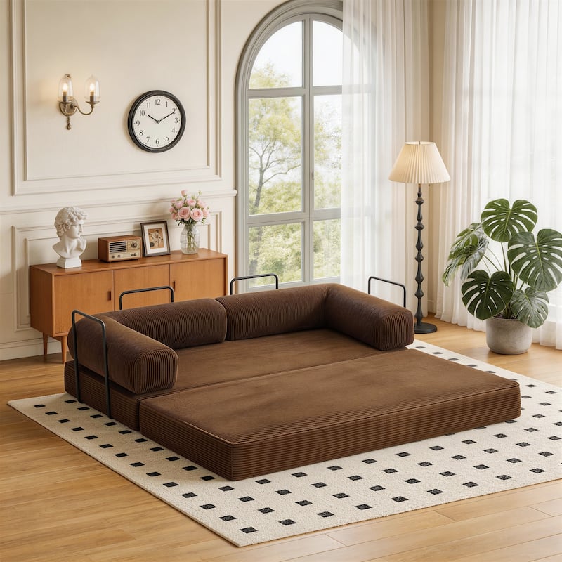 Oversized Corduroy Convertible Floor Sofa Bed Sleeper Couch