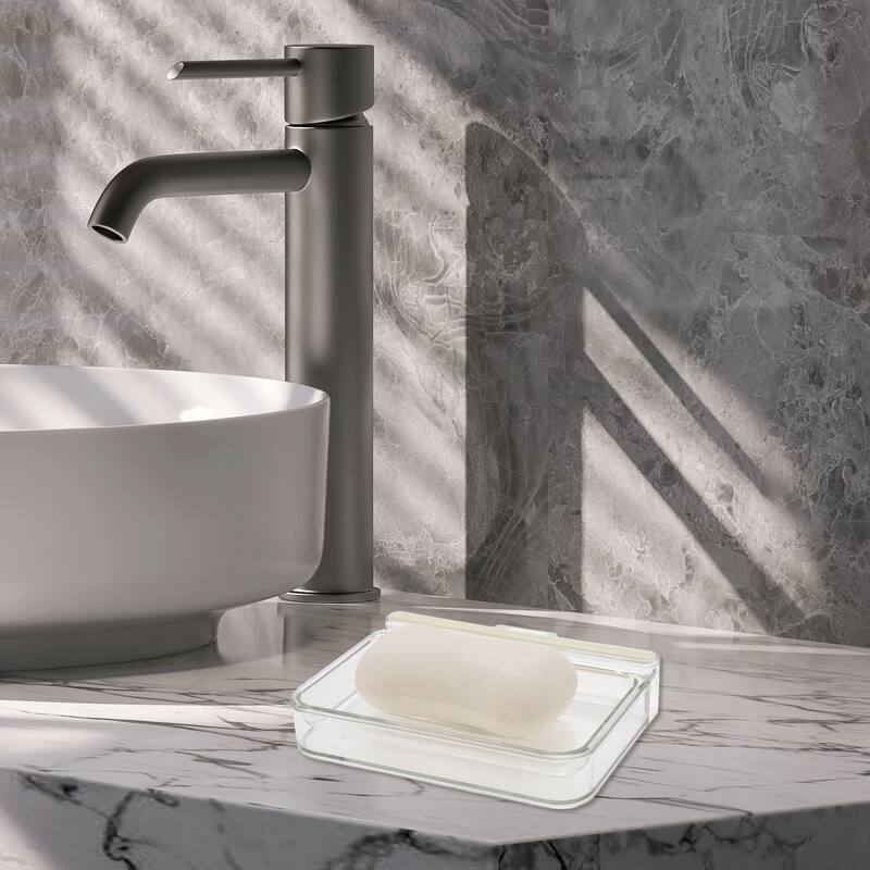 Portable Wall Mounted Soap Holder for Bathroom 5.31"x4.13"x1.1" 1 Pc - White Clear