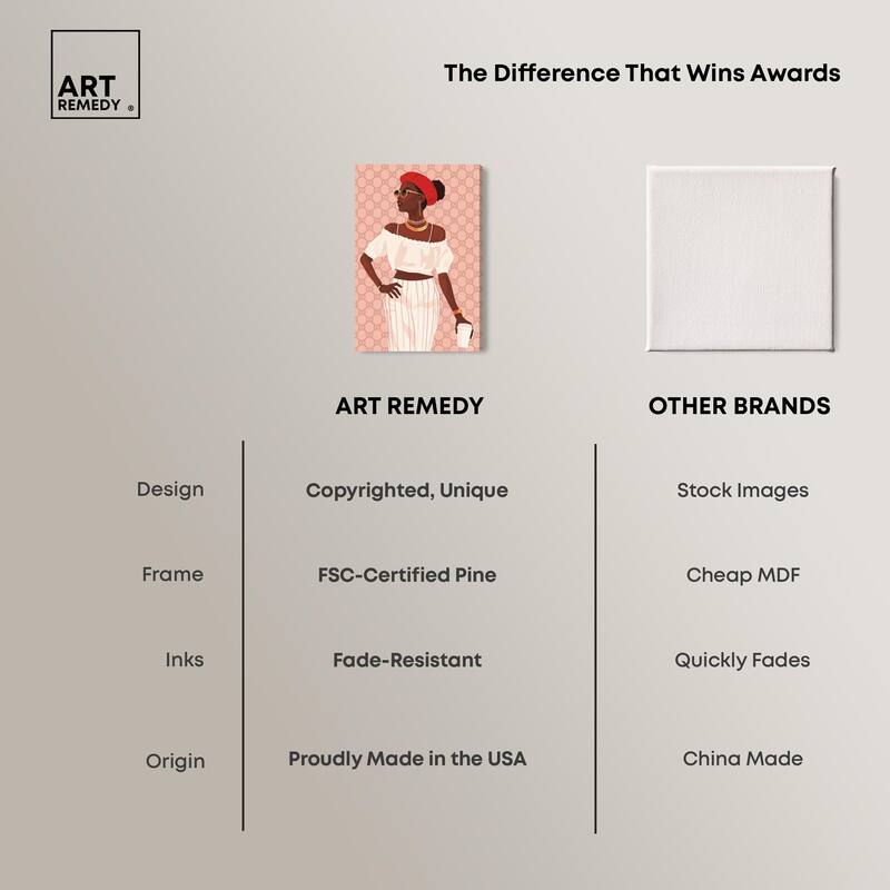 Her Stylish Coffee Look Canvas by Art Remedy, Gallery Wrapped