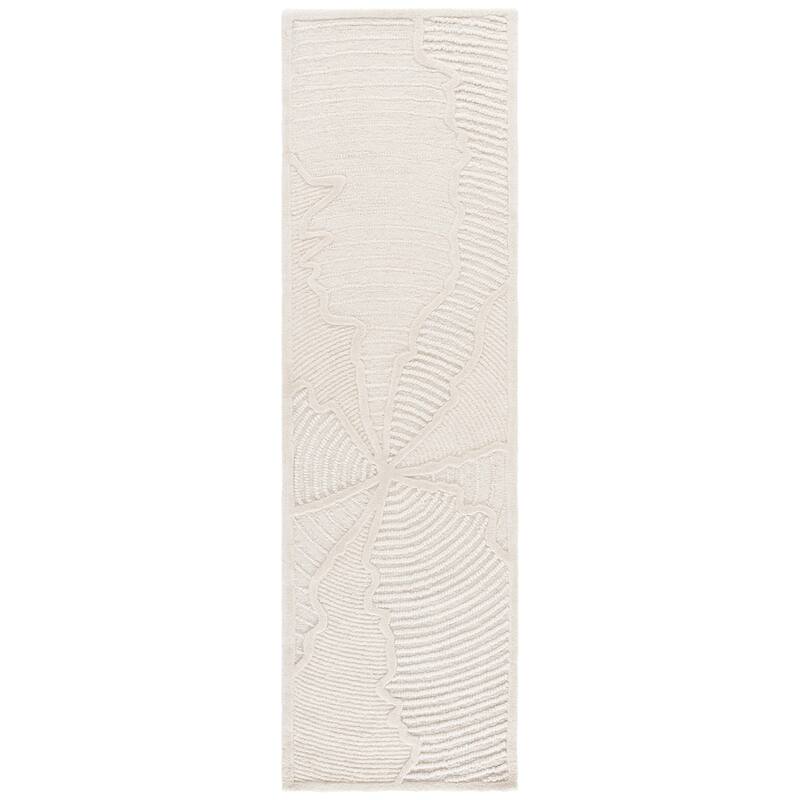 SAFAVIEH Handmade Abstract Shiori Wool Rug - 2'3" x 8' Runner - Ivory