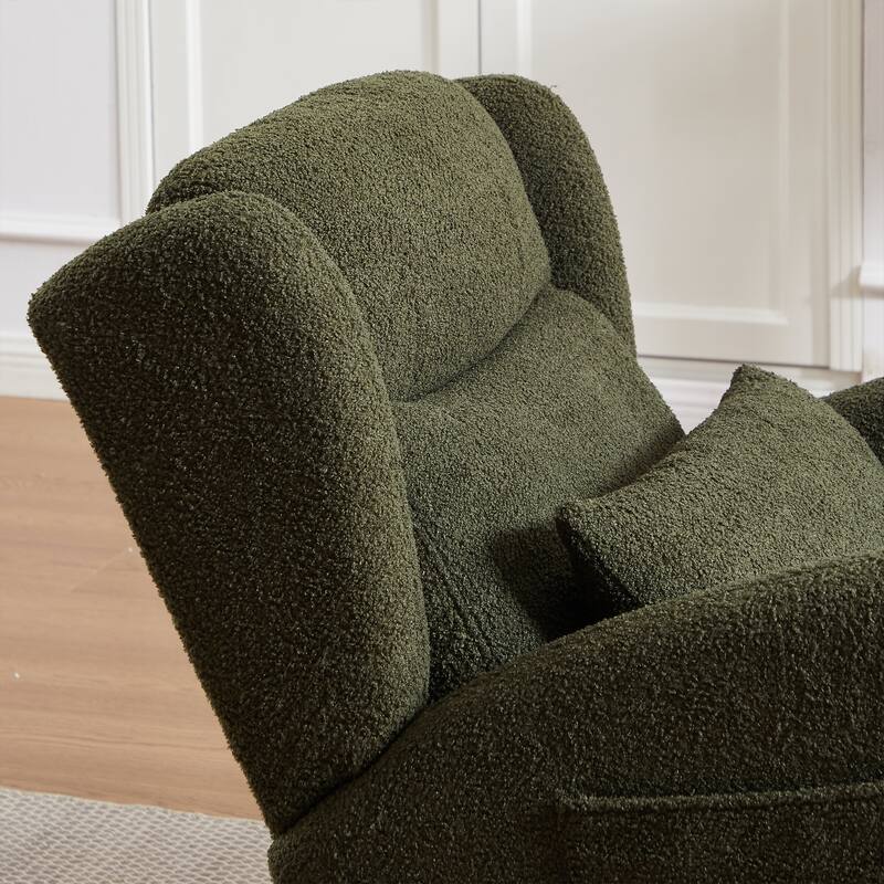 Modern Accent Rocking Chair with Pillow, High Backrest Arm Chair Accent Chair Glider Lounger with 2 Side Pockets for Living Room