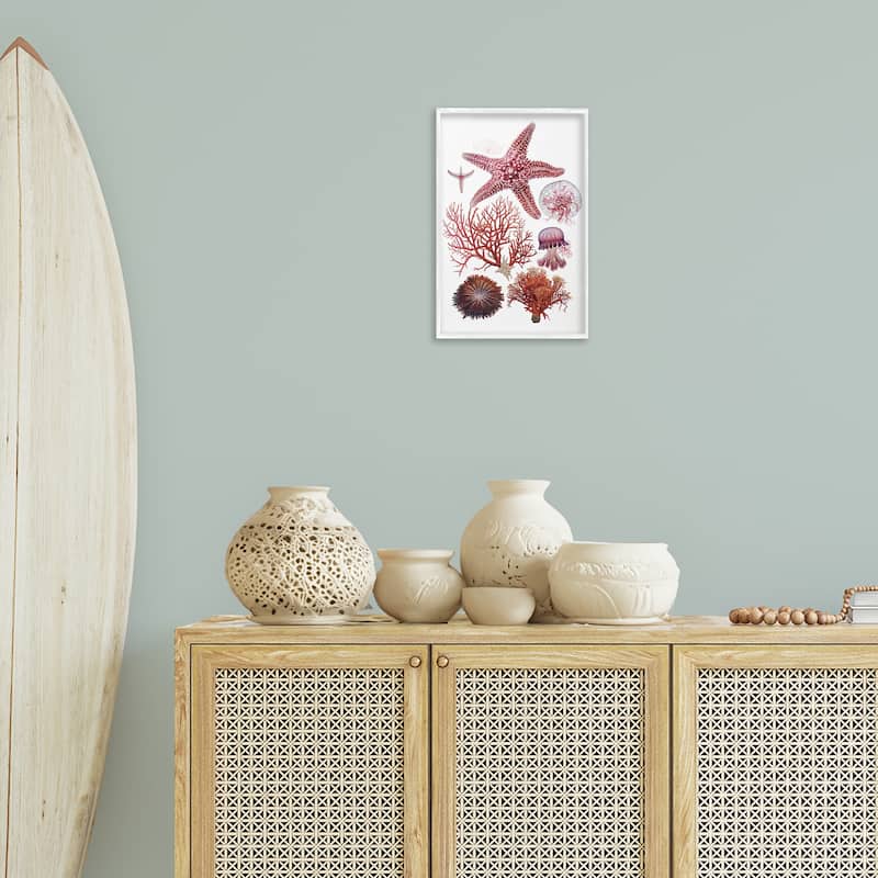 Stupell Rosy Undersea Creatures Framed Giclee Art Design By Ramona Murdock