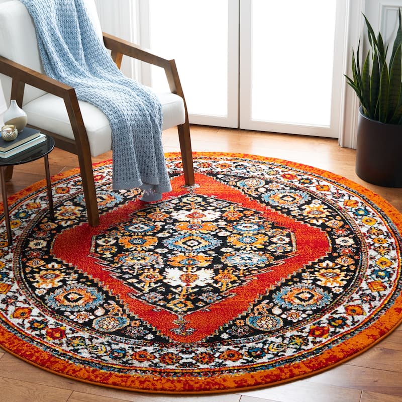SAFAVIEH Vintage Hamadan Viveka Rug - 6'7" Round - Red/Black