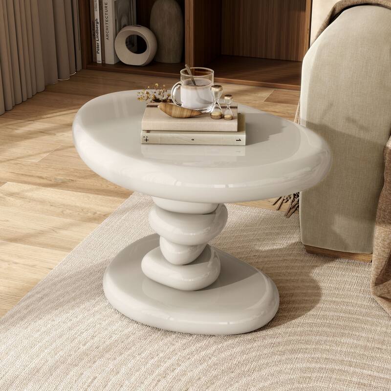 24/7 Shop At Home Modern 2-Piece Oval Glossy Low Profile Coffee Table Set