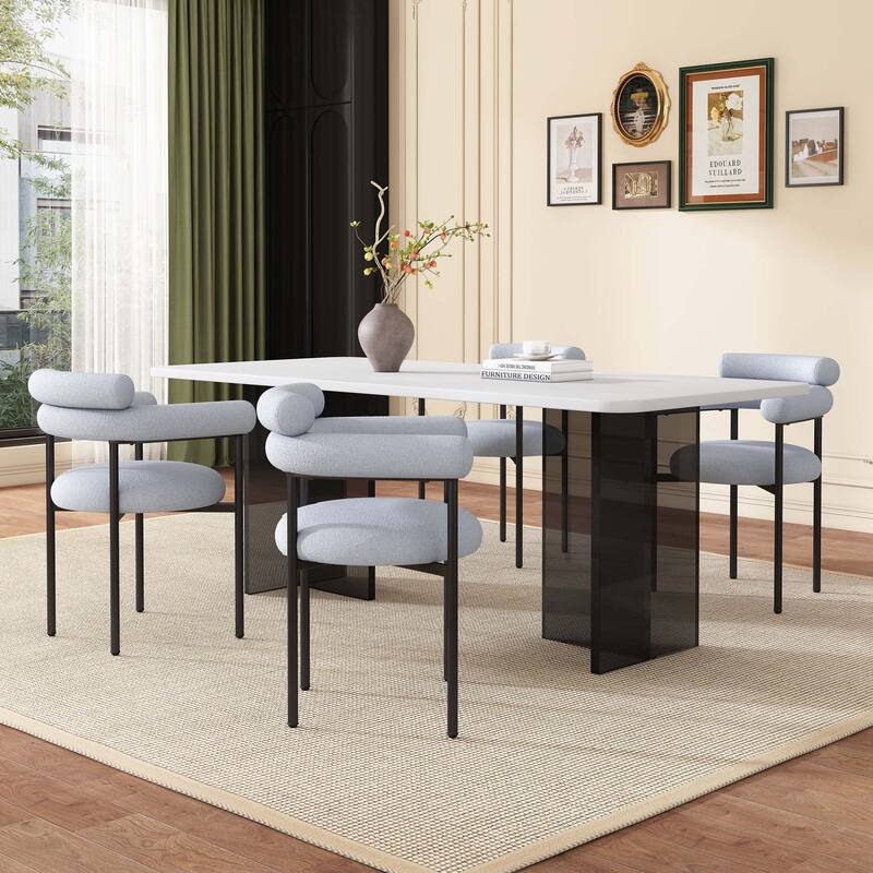 Upholstered Armchair Dining Chairs With Metal Legs (Set of 2)