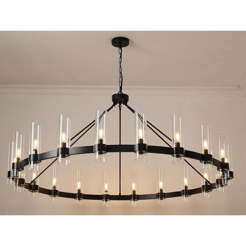 KAYLA 60" 20-Light Black Chandelier - N/A