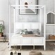 preview thumbnail 12 of 16, Queen/King Size Modern Canopy Platform Bed with Headboard and Footboard - Pine Wood
