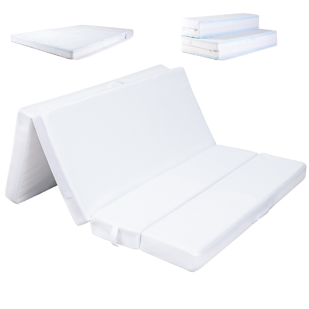 Cheer Collection 4" Folding Sofa Bed with 1" Gel Infused Memory Foam