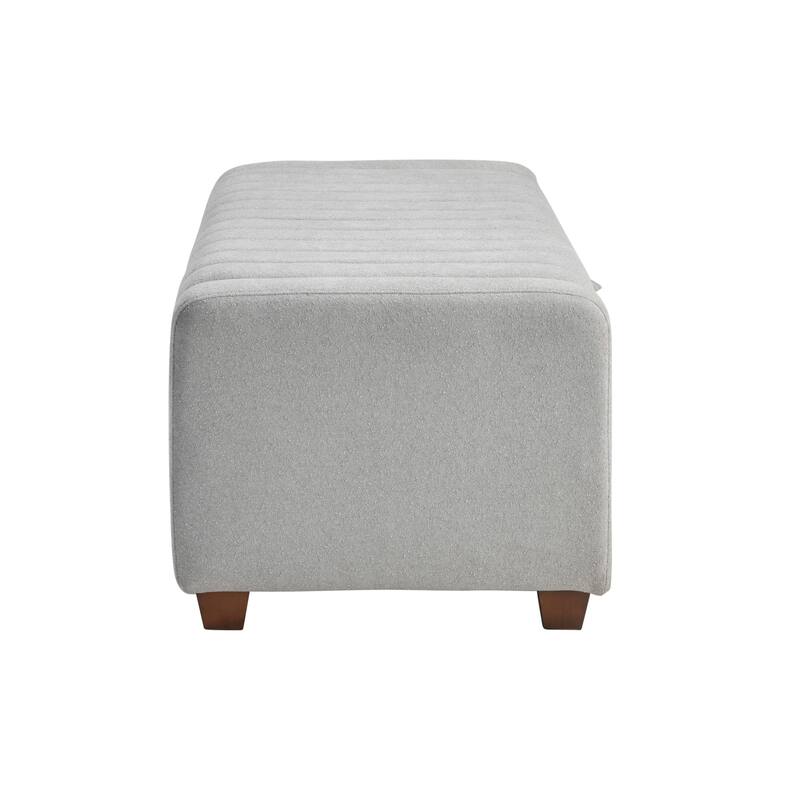 Contemporary Upholstered Bench with Internal Storage 1pc Durable Plywood Frame Blue Boucle