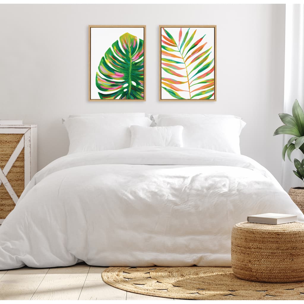 Kate and Laurel Sylvie Monstera Framed Canvas Art Set by Jessi Raulet