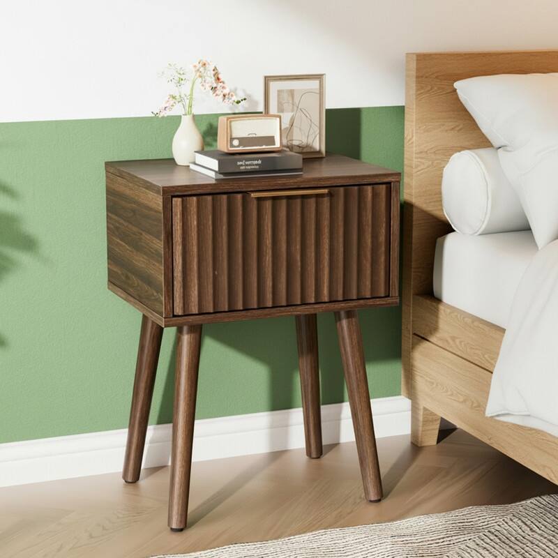 15.7"W Nightstand, Particleboard & MDF, Melamine & Vacuum Forming, 1 Drawer, High Leg (2 Pcs)